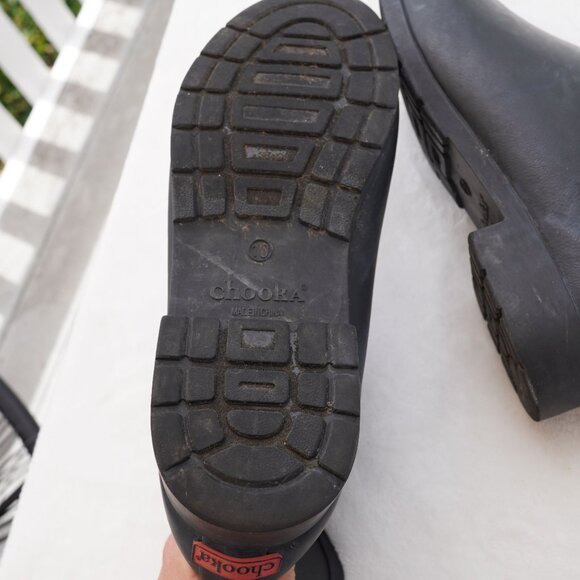 Chooka Black Rubber Chelsea Rain Boots Fleece Lined Size 10 - Picture 8 of 10